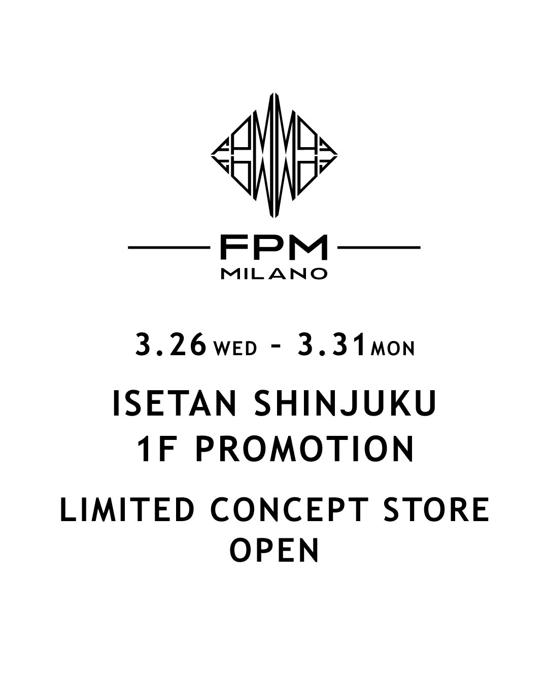 伊勢丹新宿店 LIMITED CONCEPT STORE開催のお知らせ